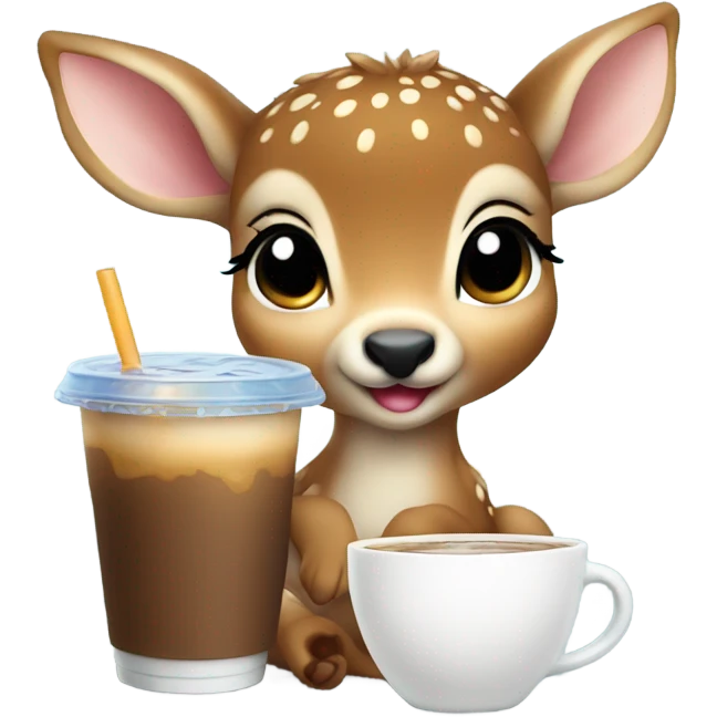 Baby deer drinking iced coffee emoji