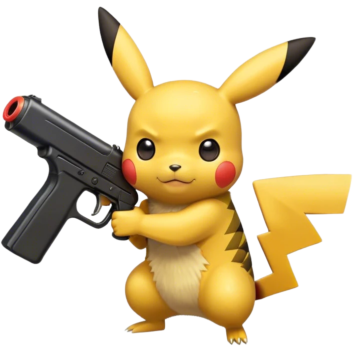 Pikachu holding a black toy gun left side view  emoji