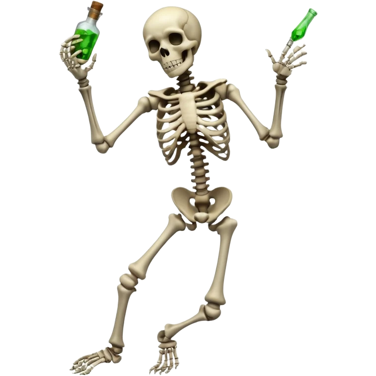 horror skeleton full body dead dancing with poison emoji