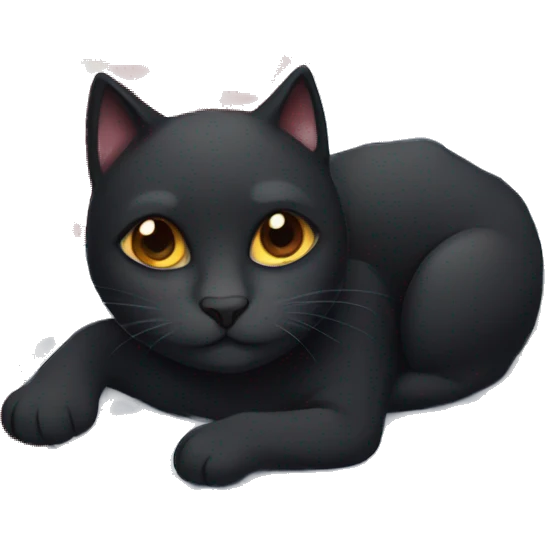 Cute black cat laying on a checkered blanket emoji