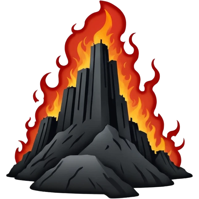 Minimalist emoji-style sticker of a silhouette of the Hollywood hill with ruined “HELLWOOD” sign, smoke and flickering flames in desaturated red

 emoji