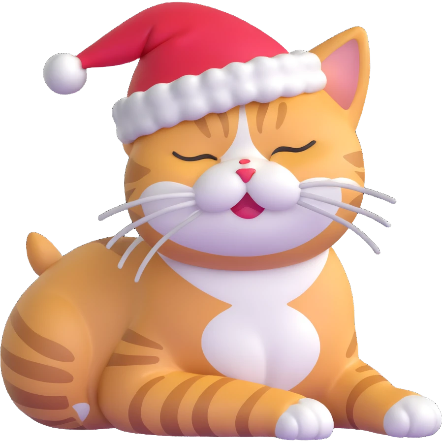 a cat dreaming about christmas holidays emoji