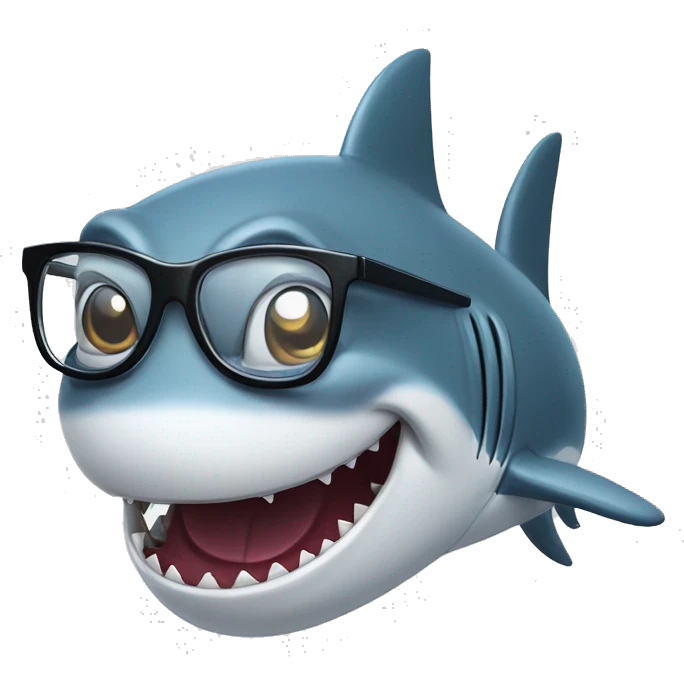 nerdy shark wearing glasses emoji
