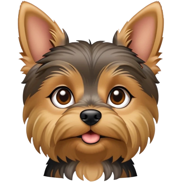 yorkshire terrier dog with small body, tan and black fur, perky ears emoji