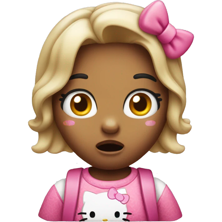 Hello kitty with a shocked face emoji