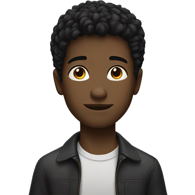 solo portrait of black hair boy emoji