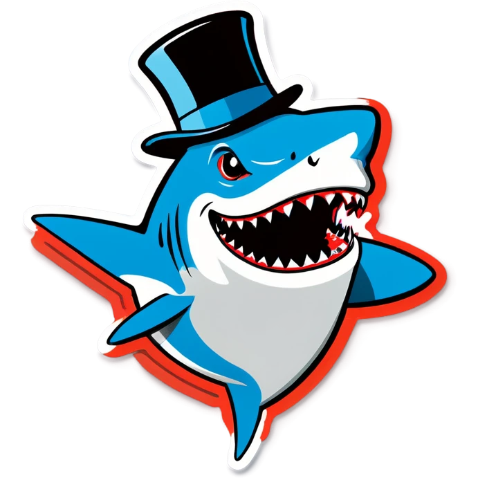 Shark with a top hat emoji