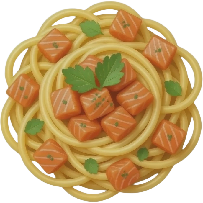 Pasta with a lot of salmon on a plate emoji