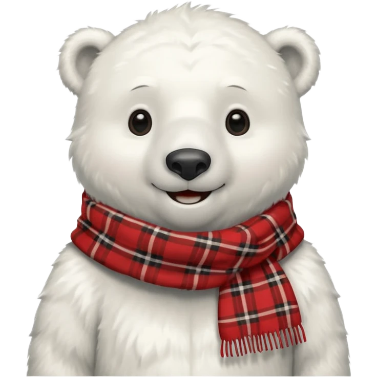 polar bear wear red plaid scarf emoji