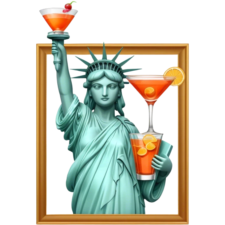 HOLDING COCKTAIL APEROL, statue of liberty emoji