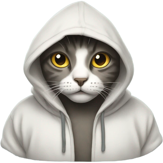 Cat wearing a big hoodie emoji