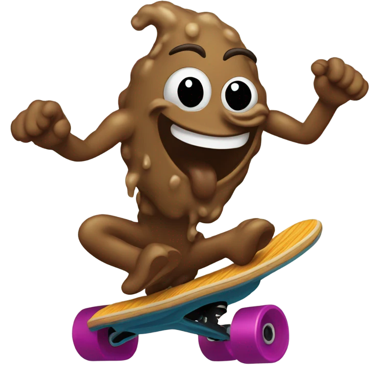 Poo on a skateboard emoji