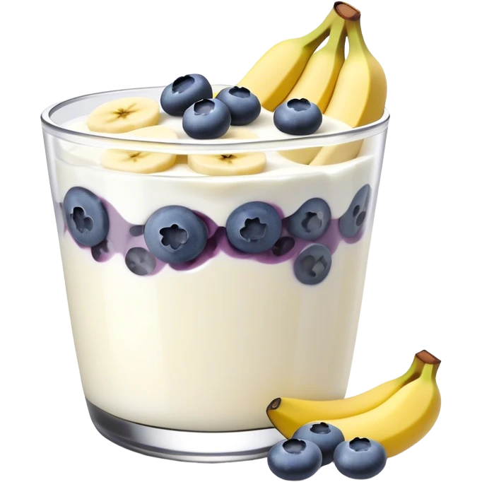 Yogurt with sliced banana and blueberries emoji