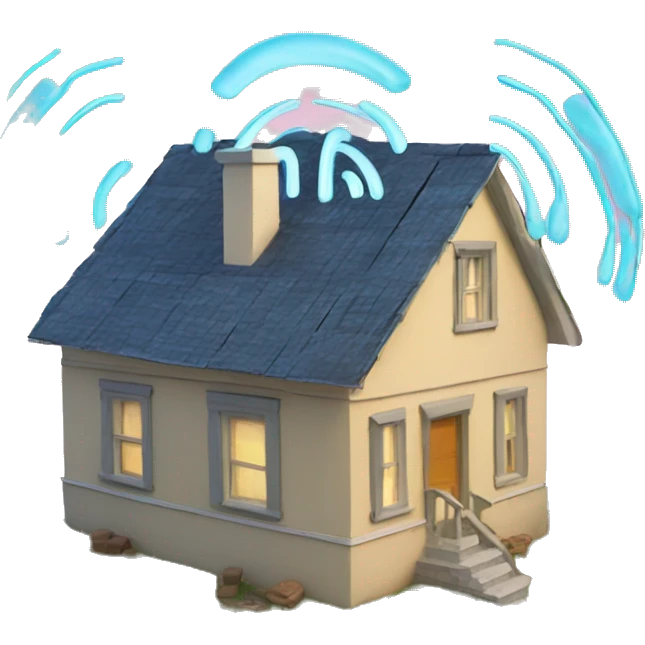 house with radio waves all around it radiation emf emoji