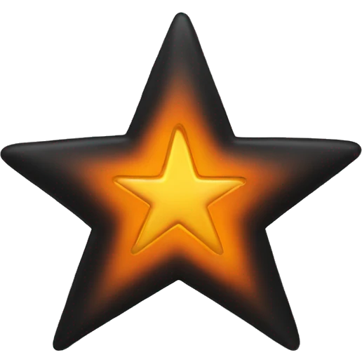 jumping star half black, half orange burnt emoji