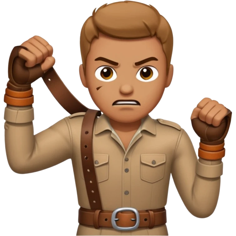 A man angry throwing a belt to someone’s ass emoji