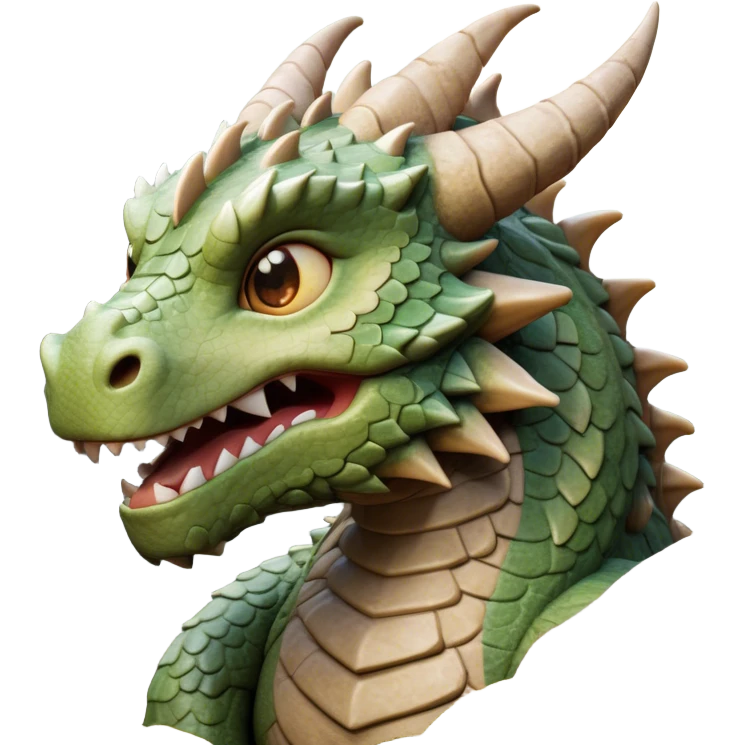 Cinematic Cute Giant Rock Dragon Portrait Emoji, Head tilted playfully and inquisitively, showcasing a robust, stone-carved body with intricately detailed, craggy textures in natural earthen tones accented by soft hints of moss, and a surprisingly gentle, endearing expression; rendered with lifelike clarity and warm, natural light, high shine, mighty yet endearing, styled with a touch of ancient, stony whimsy, soft glowing outline, capturing the essence of a mischievous stone guardian poised to rumble playfully into your embrace! emoji