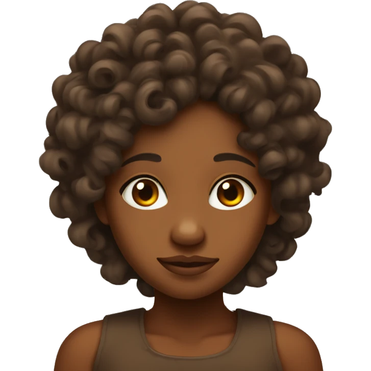 A brown buffalo with a face of a black girl with curly hair  emoji