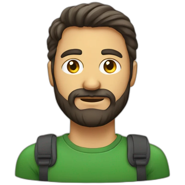 homem so com barba no queixo, mexendo no computador emoji