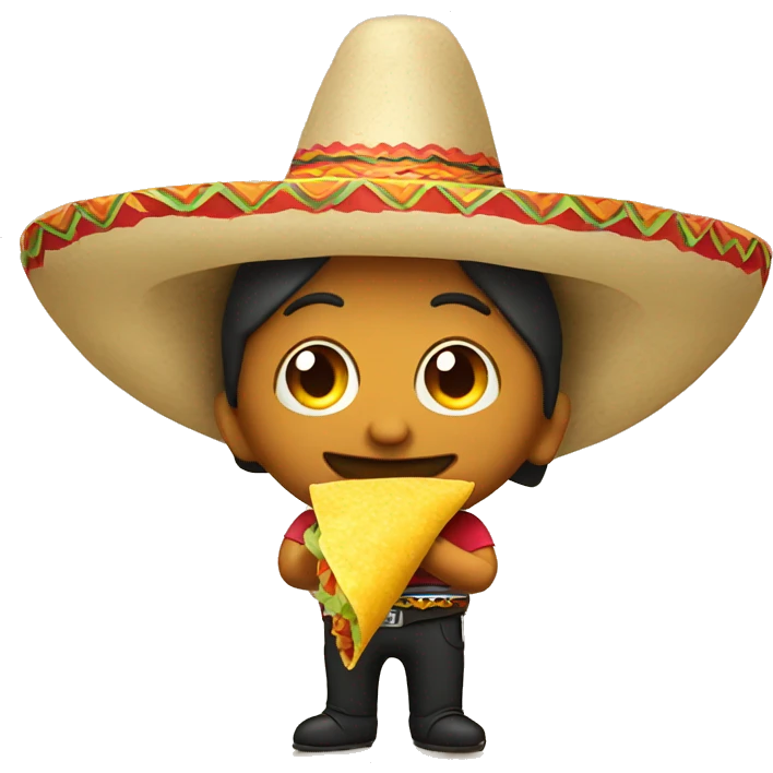Mexican wearing sombrero eating a taco emoji