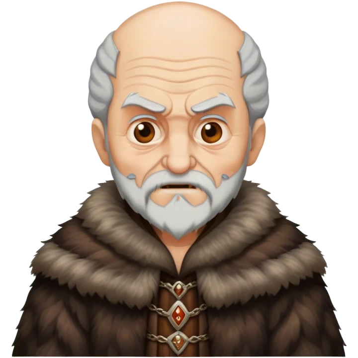 Old man with evil face wear Medieval fur coat emoji