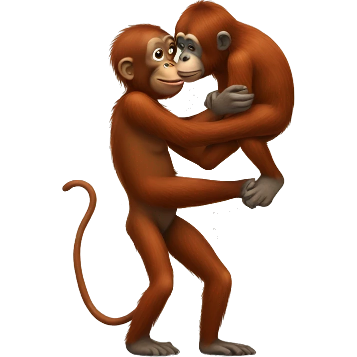 Orangutan kissing monkey emoji