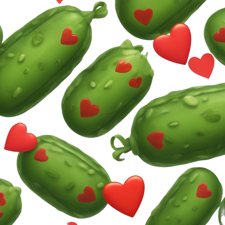 Pickle with two red hearts for eyes emoji