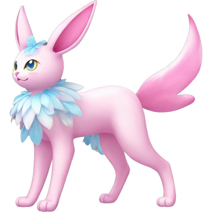 Shiny Pink Sylveon-Fairy-type-Fakémon-Cat full body emoji