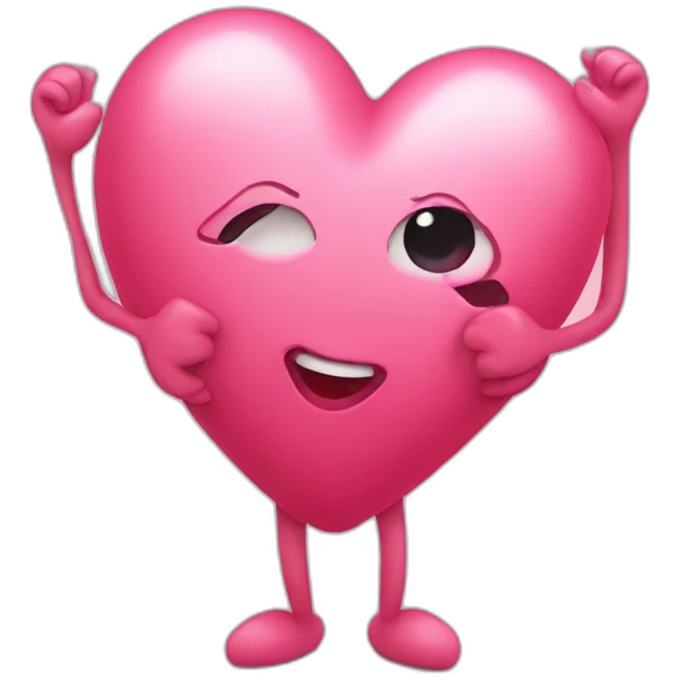 Heart with a sweet face with arms and legs coming out of it emoji