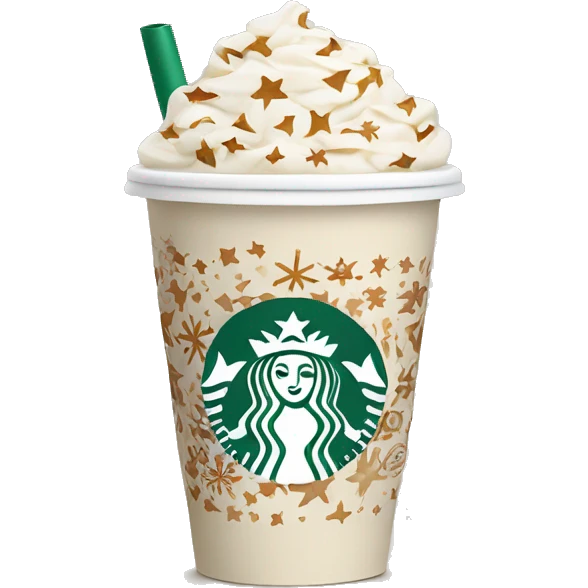 beige starbucks cup with winter pattern emoji
