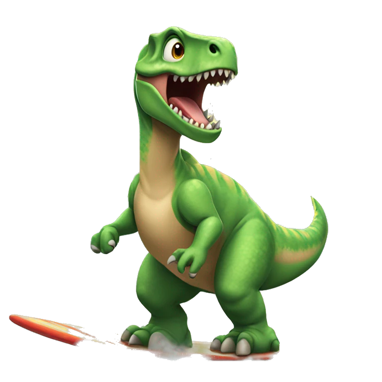 Dinosaurio surfeando emoji