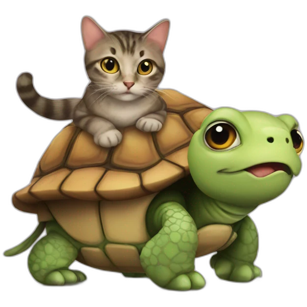 cat on a turtle emoji