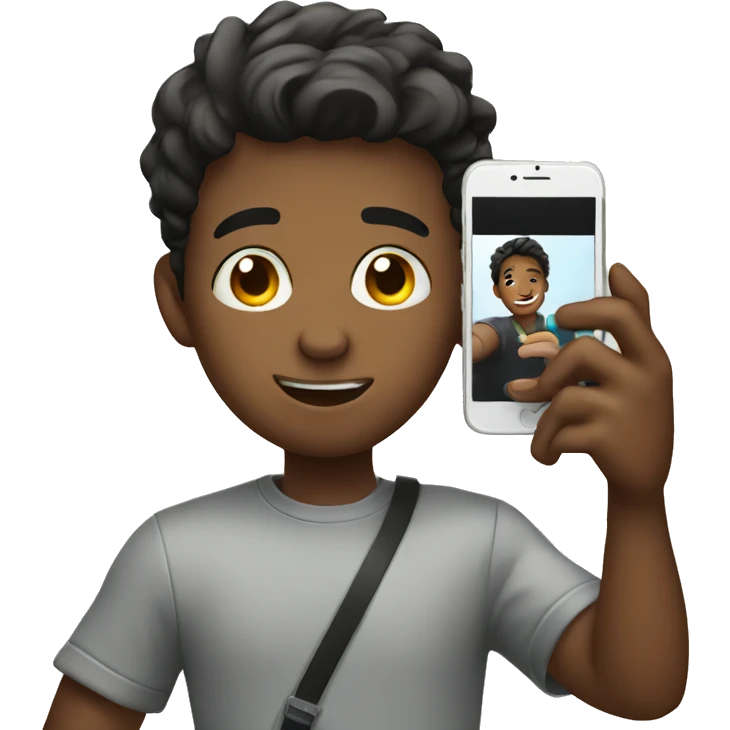 boy taking selfie with phone emoji