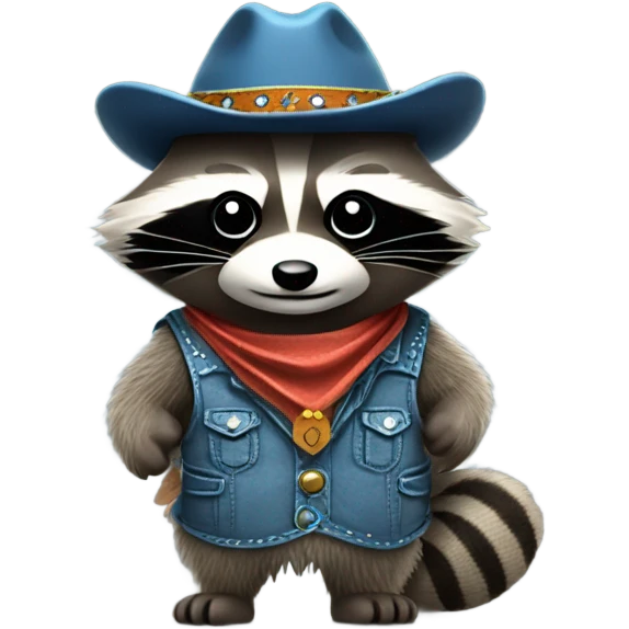 A raccoon with a cowboy outfit emoji