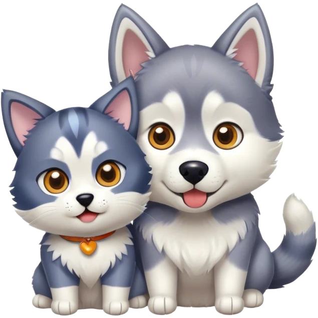 Husky and cat emoji
