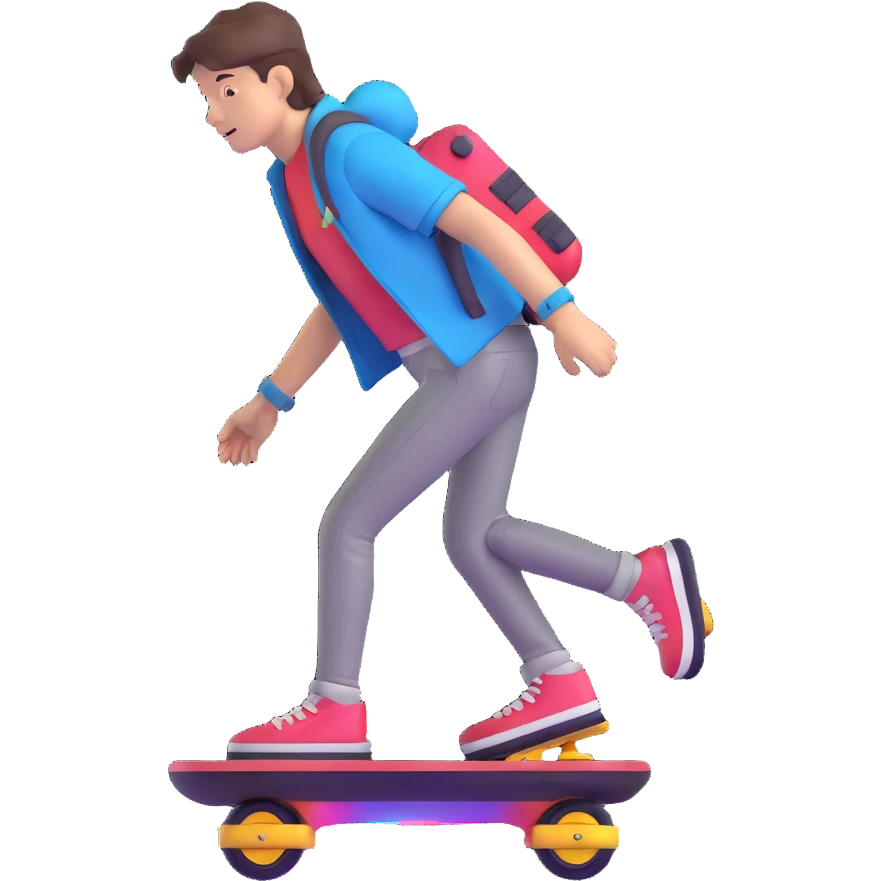 Marty McFly with hoverboard emoji