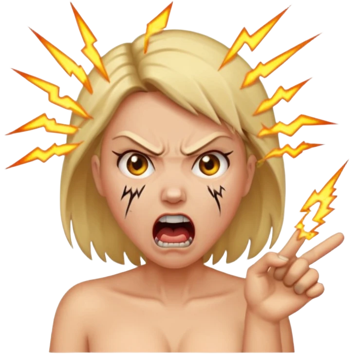 angry electrocuted woman emoji