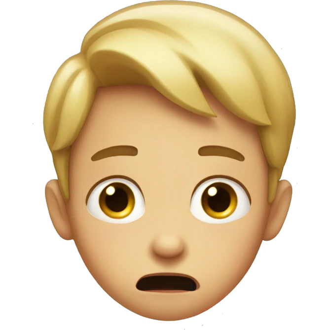 A boy shocked with little tears emoji