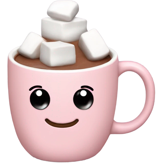 Light Pink mug of hot chocolate with marshmallows  emoji