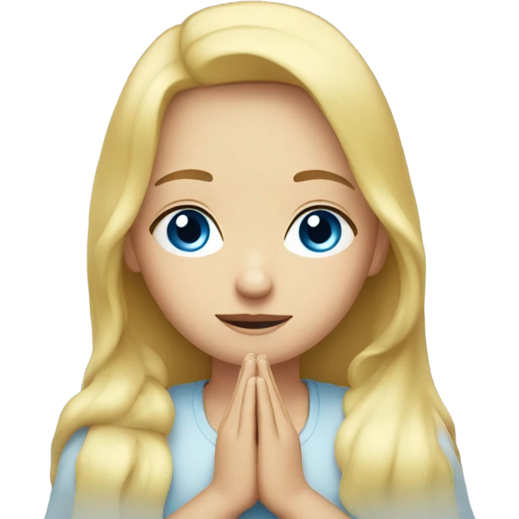 Blonde girl blue eyes praying
 emoji