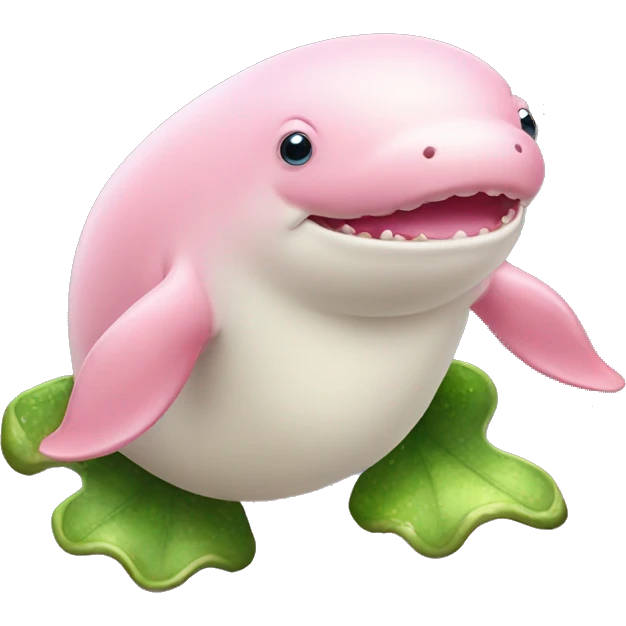Pink beluga whale with the face of a frog emoji