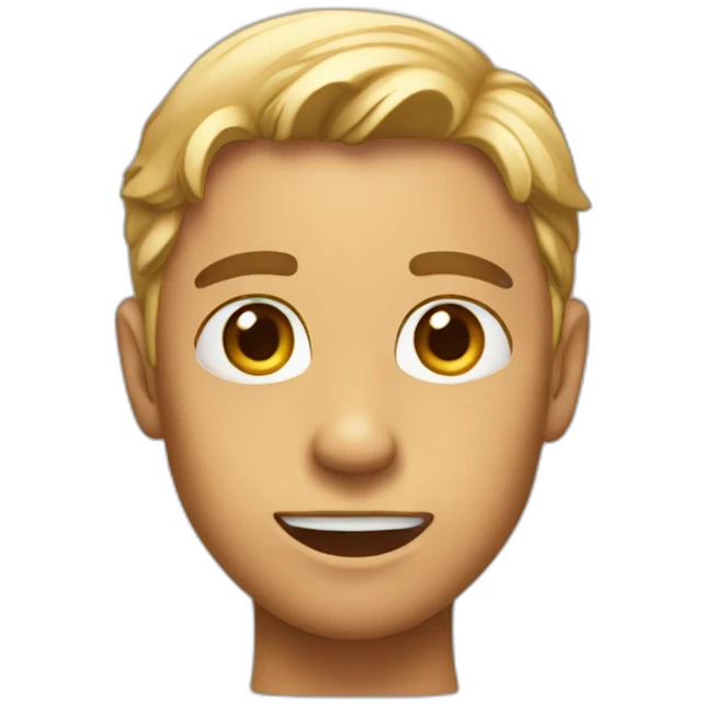 Basic emoji pointing to thick jawline emoji