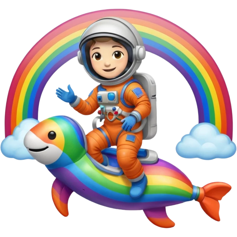 Astronaut riding rainbow emoji