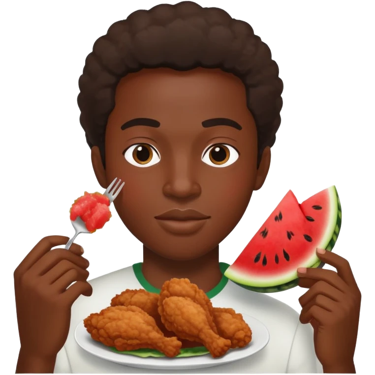 Black person with fried chicken and watermelon emoji