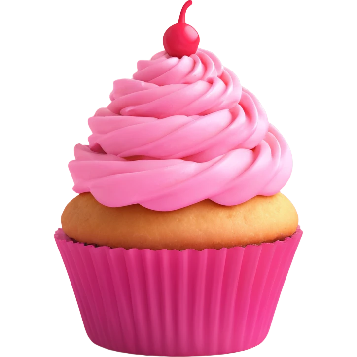 cupcake with pink icing, 3D style, soft shadows emoji