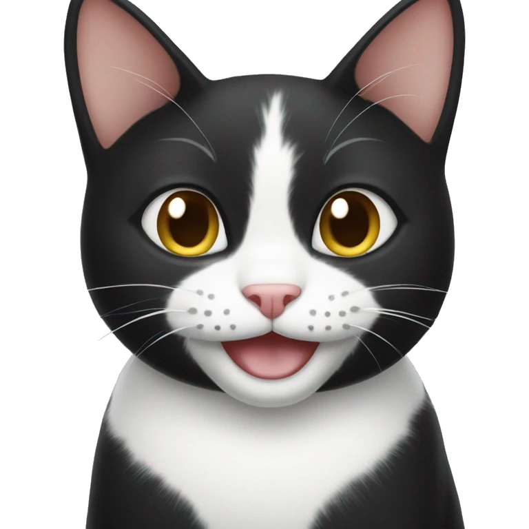 black and white cat smiling emoji