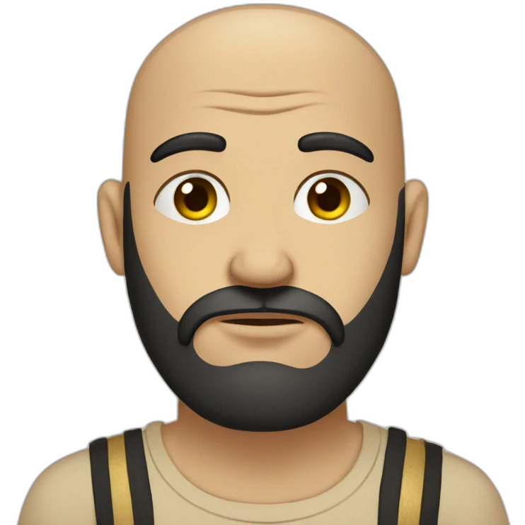 sad egyptian bald guy with black beard in beige t-shirt emoji