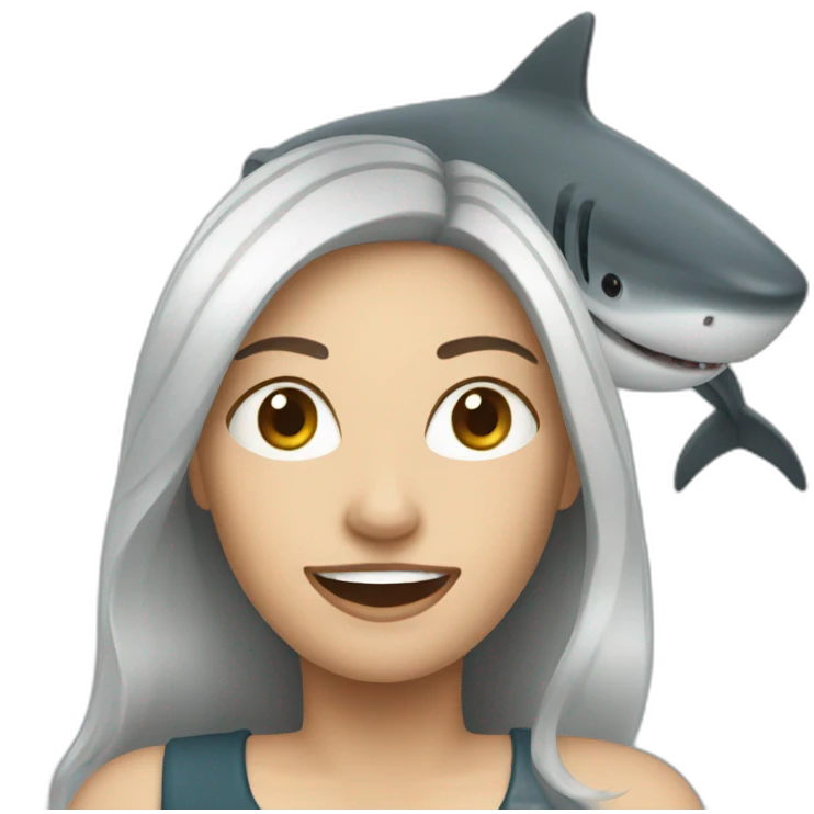 Woman with shark emoji