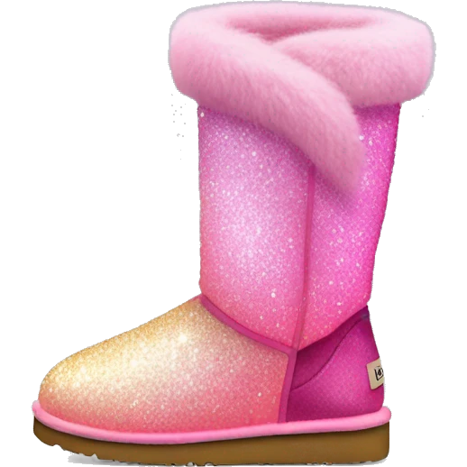 Ombre Pink Ugg Boots with Pink Fur and Glitter emoji
