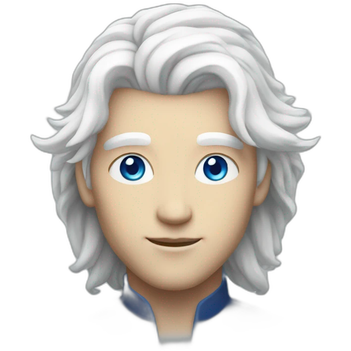 male nordic pleiadian with long white hair and blue eyes emoji